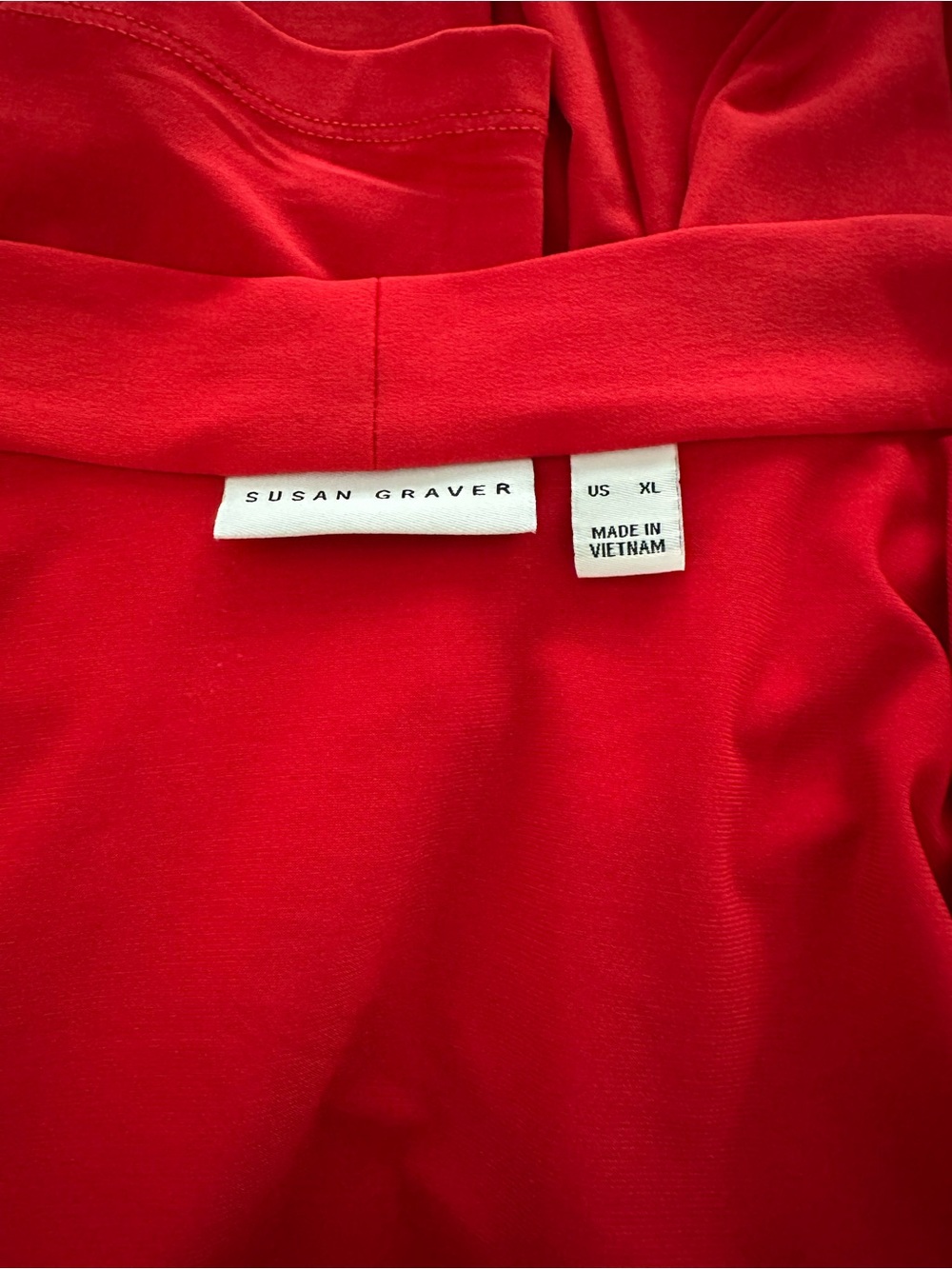 Susan Graver Liquid Knit Red Draped Cardigan XL office mature stretch comfort - Picture 3 of 7